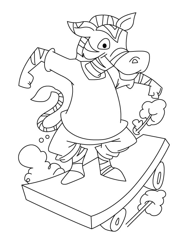 Zebra na Deskorolce - Kolorowanka do Druku dla Dzieci kolorowanka do druku